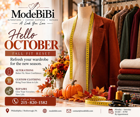 ModeBiBi Hello October Fall Fit Reset tailoring and alterations banner